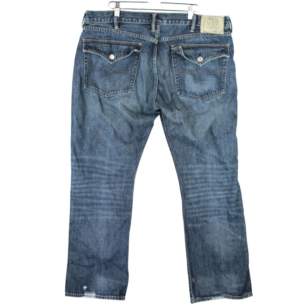 POLO Ralph Lauren Rockland 320 Button Fly Jeans Mens Fit 38x31 Blue Flap Pocket